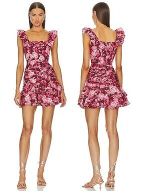 NWT Yumi Kim Flower Crest Krimson Red / Pink Frankie Dress 100% Cotton Medium